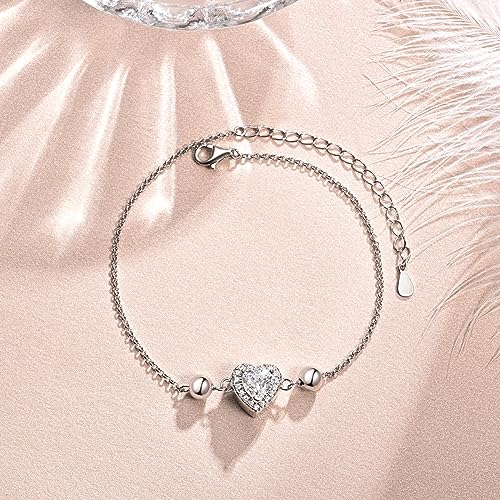 925 Sterling Silver Urn Bracelet for Ashes Women Cremation Jewelry | Memorial Keepsake Bracelet with Hidden Ashes Holder, Meaningful Remembrance Jewelry Gift for Loss of Loved One - style: Heart Urn Bracelet