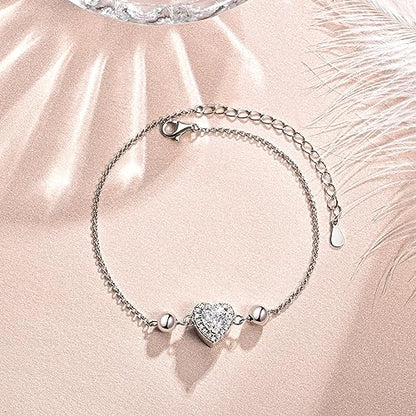925 Sterling Silver Urn Bracelet for Ashes Women Cremation Jewelry | Memorial Keepsake Bracelet with Hidden Ashes Holder, Meaningful Remembrance Jewelry Gift for Loss of Loved One - style: Heart Urn Bracelet
