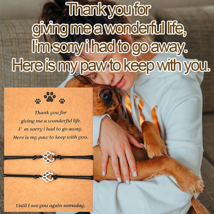 Loss of Dog Sympathy Gift Paw Bracelets Set of 2 Cat Remembrance Memorial Gifts Bereavement Gifts for Loss of Pet in Memory of Dog Bracelet for Dogs Owners Lovers Pet Sympathy Gift for Dogs Cats
