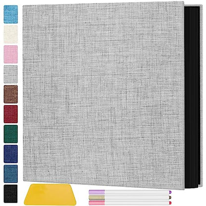 Zesthouse Photo Album Self Adhesive Pages, 60 Pages Magnetic Scrapbook Albums with Sticky Page, Photos Album Holds 8x10 & 5X7 & 4x6 & 6x8 & 3x5, Large Picture Book Ideal Gift for Family Wedding Baby - color: Grey, size: 11"x10.6"/Black 60 Pages
