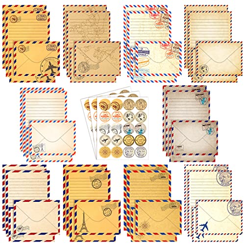 TaoBary 160 Pcs Vintage Airmail Stationery Paper and Envelopes Set - size: 5.5 x 8.25 Inch, style: Vintage Airmail