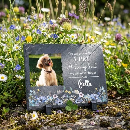 Custom Dog Memorial Stone for Loss Pet, Garden Rocks - color: Memorial 1