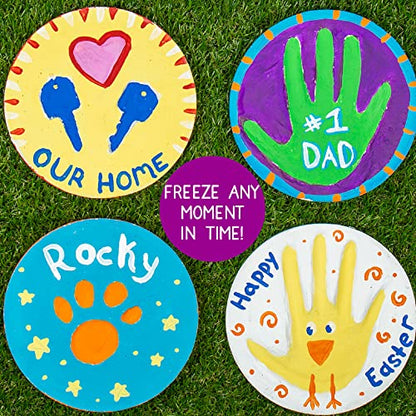 Creative Roots Paint Your Own Stepping Stone Kit, Handprint | DIY Garden Stepping Stone Activity, Arts and Crafts Project for Kids, Includes Pre-Cast Ceramic and Paints - style: Handprint
