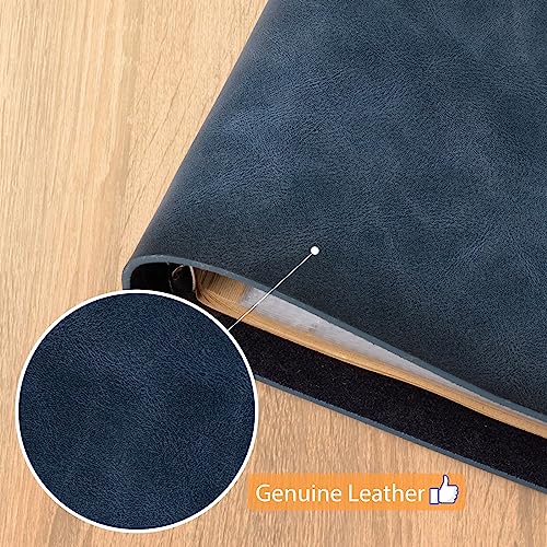 Photo Album 4x6 300 Photos,Genuine Leather Photo Albums with Writing Space with 30 Writing Paper,Travel Family Wedding Kids Graduation Ultrasound Baby Picture Album Scrapbook Photo Album（Blue） - color: Blue