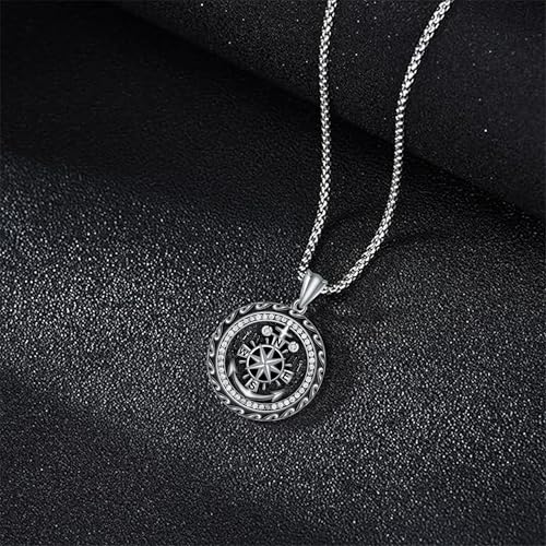 925 Sterling Silver Patron Saint Necklace Amulet Miraculous Medal Pendant Jewelry for Men Women with Friendship Talisman Travel Inspirational Gifts - color: black-I