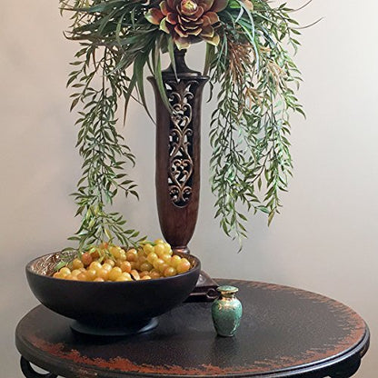 Green Garden Brass Keepsake Cremation Urn | Unique Brass Funeral Urn with Gold & Green Enamel Details | Keepsake - size: Keepsake