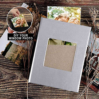 Ywlake Photo Album 4x6 100 Pockets 2 Packs, Small Mini Capacity Leather Photo Albums, Each Pack Holds 100 Top Loader Vertical Only Pictures Silver - color: Silver, size: 100 Photos/2PK