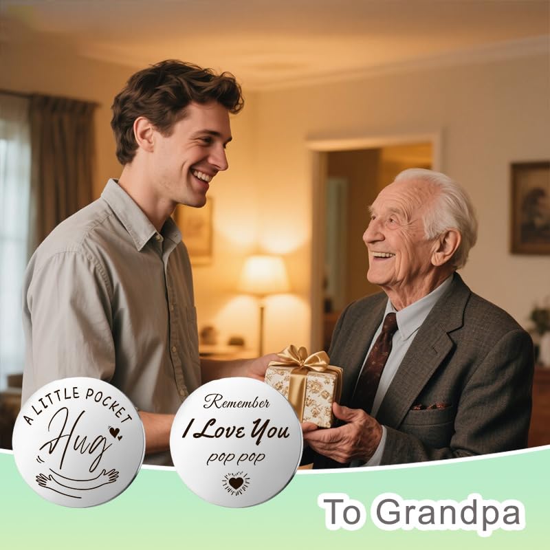 YALLNASL Grandma Aunt Mom Mothers Day Gift for Women Wife Grandpa Uncle Dad Fathers Day Presents for Men Husband Pocket Token - color: Love U Pop Pop