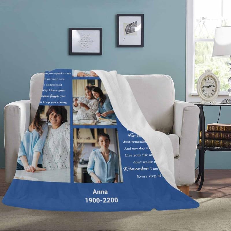 Custom Memorial Blanket with Photo - Sympathy Gift for Loss of Loved One - color: Style 18