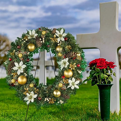 Soaoo 2 Christmas Wreath Stand Holder Metal Easel for Cemetery Grave,30inch | Christmas Wreath Stands for Outdoor, Metal Easel Holder, Cemetery Grave Marker, Gravestone Flower Display Decoration
