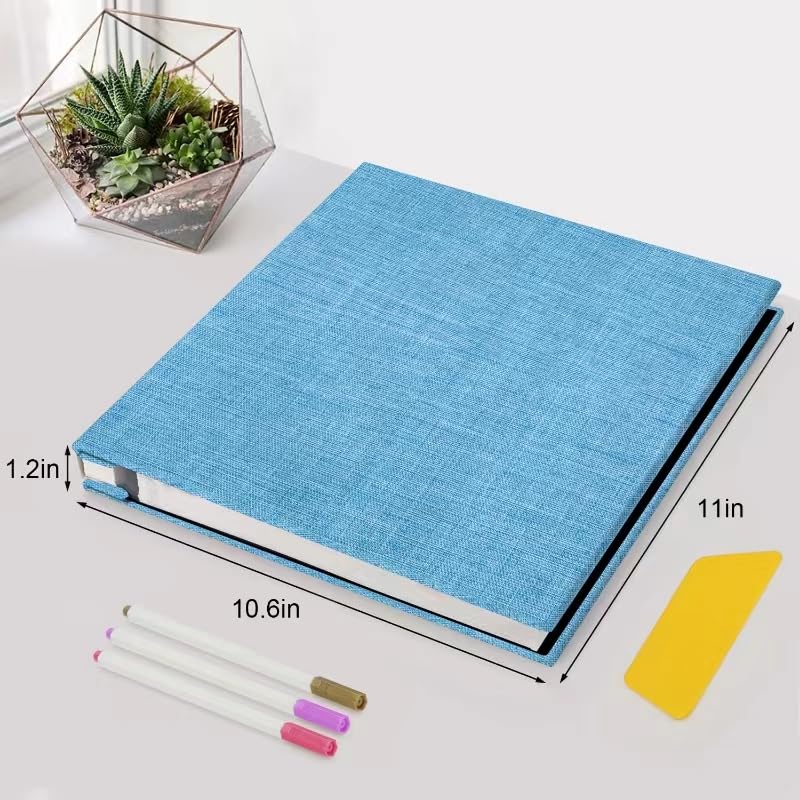 Zesthouse Photo Album Self Adhesive Pages, 60 Pages Magnetic Scrapbook Albums with Sticky Page, Photos Album Holds 8x10 & 5X7 & 4x6 & 6x8 & 3x5, Large Picture Book Ideal Gift for Family Wedding Baby - color: Blue, size: 11"x10.6"/White 60 Pages
