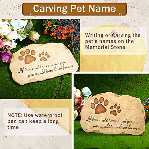 Jetec Dog Memorial Stone Dog Garden Memorial Stone Paw Prints Pet Headstone Resin Grave Marker Pet Loss Gifts Sympathy Gifts for Indoor Outdoor, 11 x 7.5 Inch