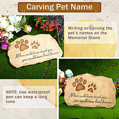 Jetec Dog Memorial Stone Dog Garden Memorial Stone Paw Prints Pet Headstone Resin Grave Marker Pet Loss Gifts Sympathy Gifts for Indoor Outdoor, 11 x 7.5 Inch