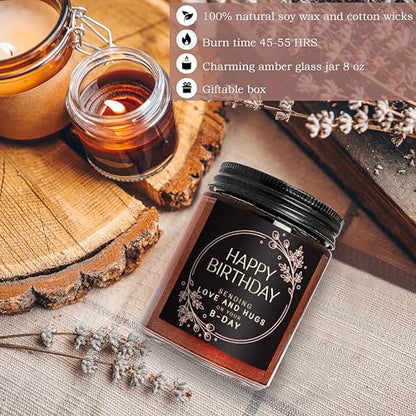 Birthday Gifts for Women Men - Sending Love Hugs Bday Candle for Her Him - 16th18th 21st 30th 40th 50th Happy Birthday Candle Gift for Sister Mom Wife Friends - Jasmine Relaxing Soy Spa Candle - color: Happy Bday-Hug