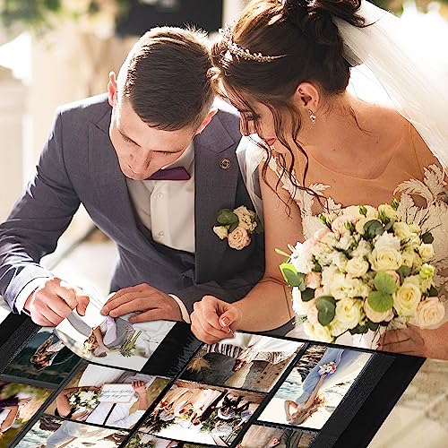 Lanpn Wedding Photo Album 4x6 600 Pocket Photos Slip in, Linen Cover Large Capacity Newlywed Marriage Window Album Hold 600 Horizontal Vertical Photos (Mr & Mrs, White) - color: White, size: 600 Photos