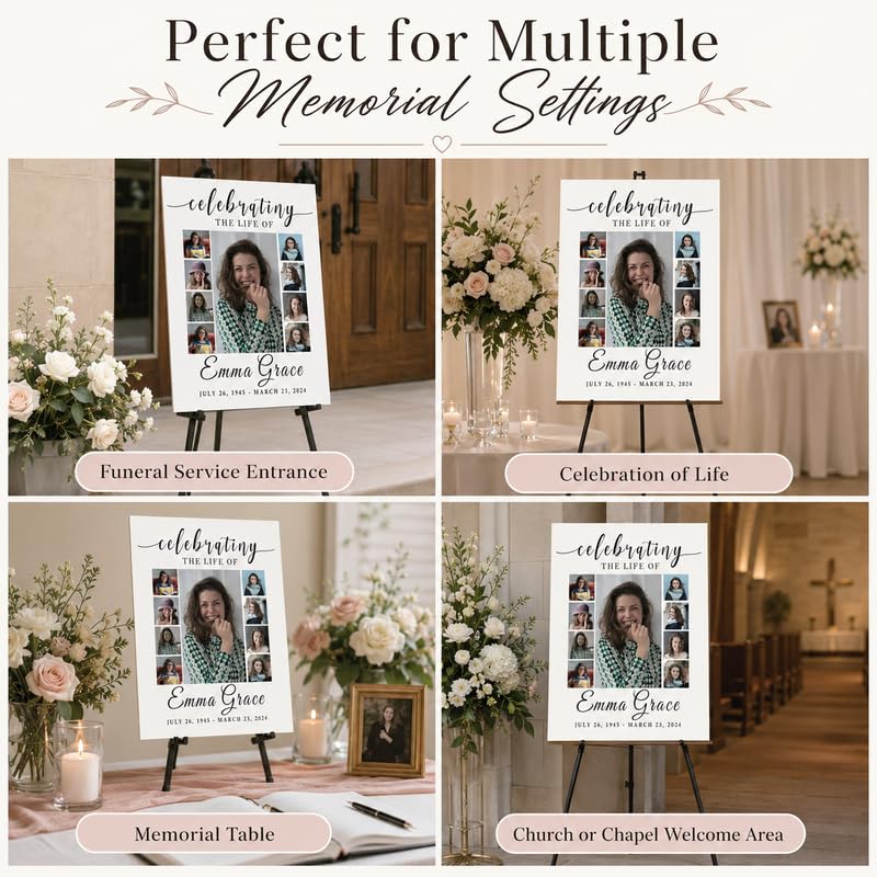 Personalized Celebration of Life Photo Collage Memorial Sign - color: Design 9