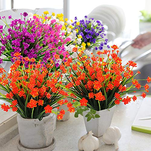 Grunyia 10 Bundles Artificial Daffodil Outdoors Flowers (Orange) - color: Orange-daffodil