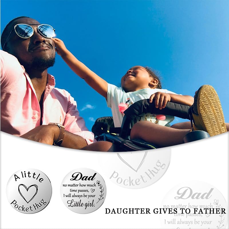 Pocket Hug Token for Women Men Him Birthday Inspirational Gifts for Daughter Friend Long Distance Gifts for Wife Mom - color: Dad Little Girl