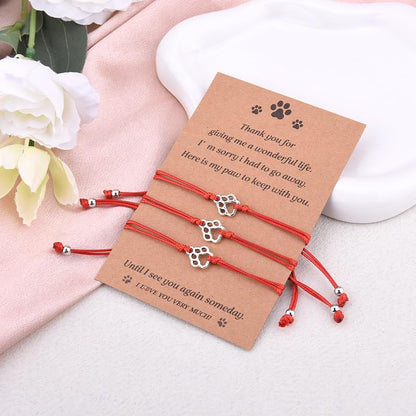 Pet Memorial Gifts Bracelets for Loss of Dog Cat Symapthy Gift for Dog Cat Lovers Passing Away Gifts Paw Print Bracelet - color: Red