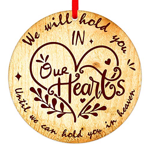 PETCEE Christmas in Heaven Ornaments - 3" Memorial Christmas Ornament We Will Hold You in Our Hearts Until We Can Hold You in Heaven Hanging Xmas Trees Ornaments Decorations Sympathy Gifts