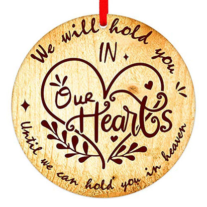 PETCEE Christmas in Heaven Ornaments - 3" Memorial Christmas Ornament We Will Hold You in Our Hearts Until We Can Hold You in Heaven Hanging Xmas Trees Ornaments Decorations Sympathy Gifts