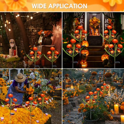 Dia de Los Muertos Decorations Outdoor Solar Powered Marigold Flower Lights - style: Marigolds