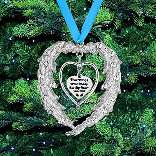 Angel Wing Memorial Christmas Ornaments, Remembrance Sympathy Gifts,Your Wings were Ready But My Heart were Not Ornament for Xmas Tree,in Memory of Loved one Gifts for Loss of Loved one