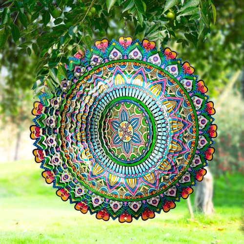 Rich Love Mandala Wind Spinner, 3D Kinetic Wind Spinners Outdoor - color: Mandala Rich Love