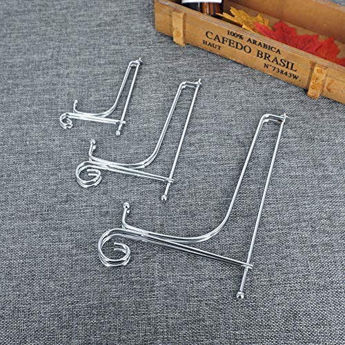 LIONWEI LIONWELI 6 Pack Iron Display Stand,Silver Iron Easel Plate Holder Stand for Displaying Pictures, Plates, Books and Arts (4, 6, 8 inch) - color: Silver