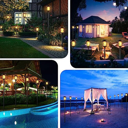 ZOOHAR Solar Pathway Flame Lights - Outdoor Solar LEDs with Metal Construction, Waterproof, Perfect for Gardens, Pathways, Patio, Balcony & Pool, 2 Packs