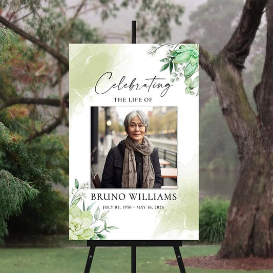 Personalized Funeral Welcome Sign, Custom Memorial Yard Sign, Celebration of Life Decoration, Tribute Poster with Multiple Photos, In Loving Memory Sign for Funeral Service #14 - color: Version #14