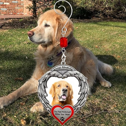 Dog Memorial Ornament Set of 3, Paw Prints Left Within Your Heart Sympathy Gift, Pet Loss Remembrance Hanging Ornaments with Gift Storage Bags, Bereavement Keepsake for Dog Mom, Dog Dad, Family, 4" - size: 3 Pieces - Standard