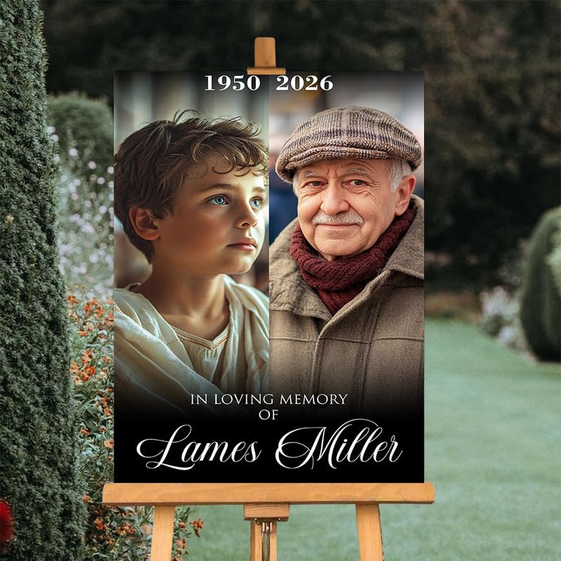 Celebrating the Life Memorial Sign Personalized - Funeral Welcome Sign, Celebration of Life Poster with Picture, Funeral Photo Display Board, In Loving Memory, Forever In Our Hearts Canvas #12 - color: Version #12