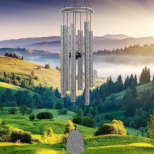 FSVGYY Wind-Chimes-Outdoor-Deep-Tone, Large Soothing Melodic Tones Windchimes, Wind Chimes for Outside, Memorial Wind Chime Best Gift for Mom Women Grandma Neighbors(32" Silver Coated Aluminum) - color: Silver, size: Luxury 32"