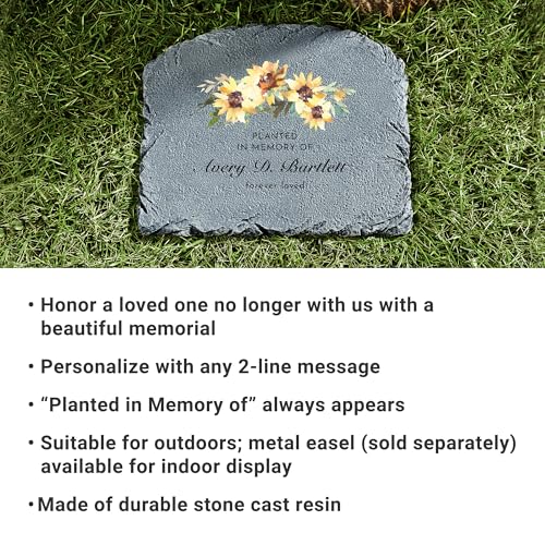 Let's Make Memories Personalized Memorial Garden Stone - Sympathy - Loss of Loved One - Grave Marker - Condolences - Indoor/Outdoor - Durable Resin - Sunflower Serenity - style: Sunflower Serenity