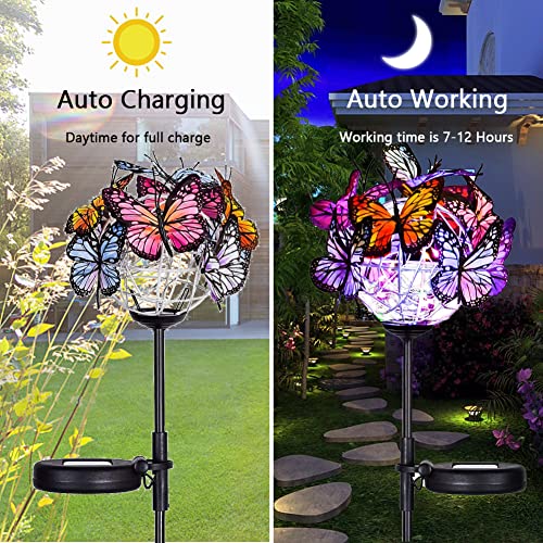 Weepong Outdoor Solar Lights 2 Pack, 18 Butterflies Solar Garden Lights