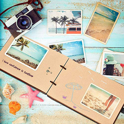 ZEEYUAN Wooden Photo Album Scrapbook DIY Photo Book Wedding Guest-Book 80 Pages Travel Memory Book Birthday Anniversary Valentine's Gift for Mother Father (I Love You) - color: I Love You