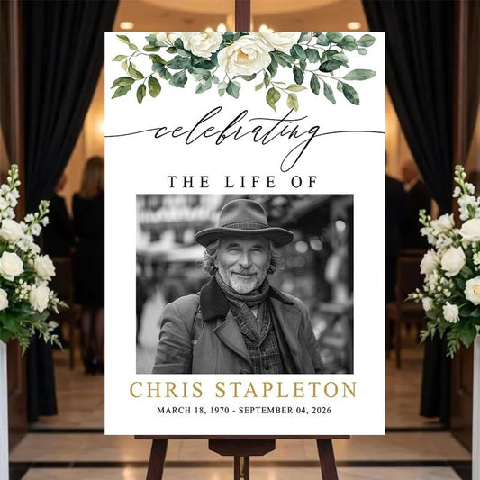 Custom Funeral Welcome Sign with Photo, Celebration of Life Memorial Board, Personalized Outdoor Yard Decoration, Garden Tribute Display, In Loving Memory Keepsake for Family and Loved Ones #10 - color: Version #10