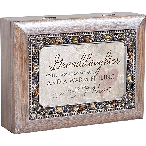 Cottage Garden Granddaughter You Put a Smile Brushed Pewter Jewelry Music Box Plays You Light Up My Life