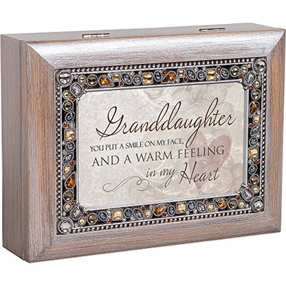 Cottage Garden Granddaughter You Put a Smile Brushed Pewter Jewelry Music Box Plays You Light Up My Life