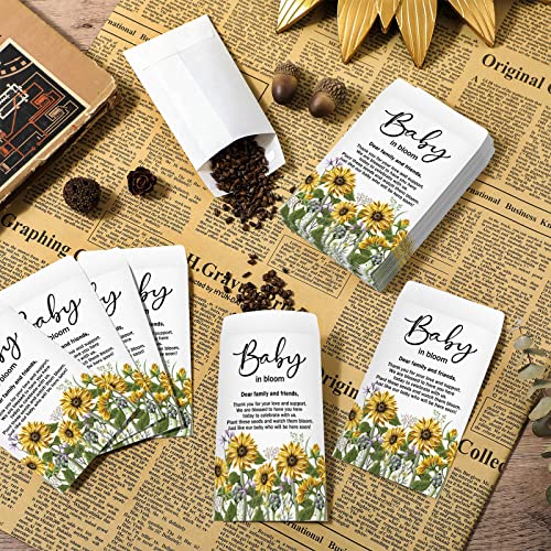 Fumete 100 Pcs Baby Shower Seed Packet Adhesive Envelopes, Sunflower - style: Sunflower