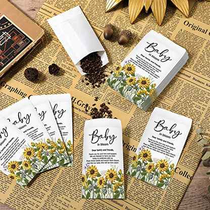 Fumete 100 Pcs Baby Shower Seed Packet Adhesive Envelopes, Sunflower - style: Sunflower