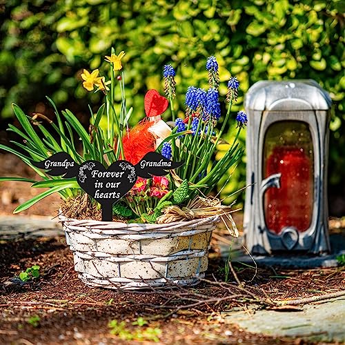 Wesiti Memorial Stakes Cemetery Grave Plaque Stake Markers Memorial Garden Wing Sign Remembrance Plaque Waterproof Sympathy Grave for Loss of Cemetery Decoration(Grandparents) - style: Grandparents