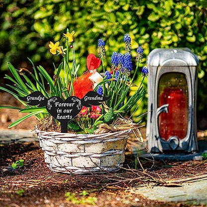 Wesiti Memorial Stakes Cemetery Grave Plaque Stake Markers Memorial Garden Wing Sign Remembrance Plaque Waterproof Sympathy Grave for Loss of Cemetery Decoration(Grandparents) - style: Grandparents