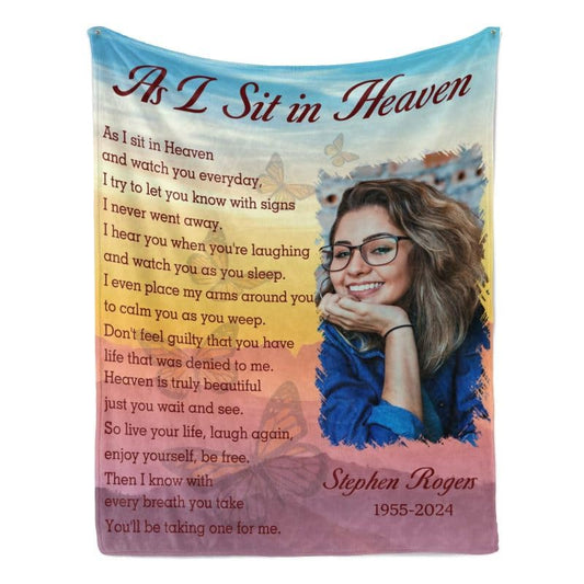Personalized Memorial Photo Blanket for Loss of Loved one：Made in USA, in Loving Memory Photo Blanket Custom Sympathy Throw Blanket Gift for Loss of Dad Mom Husband Wife - color: Memorial Blanket 10