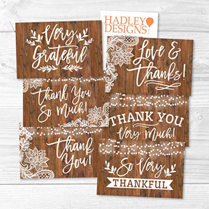 24 Bulk Thank You Cards with Envelopes Blank Cute Thank You Cards | Wood Lights 6 x 4 Appreciation Card for Weddings, Valentines, Anniversary, Small Business, Engagement & Bridal Shower - color: Wood Lights 24 pcs