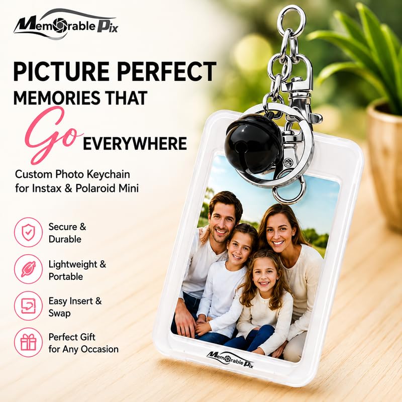 Mini Film Photo Keychain Picture Holder with Bell | Photo Frame Key Chain for Instax Mini Fujifilm Polaroid - color: Purple, size: Set of 2