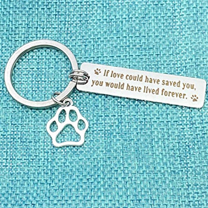 Pet Memorial Gift Keychain for Dogs Cats Loss Remembrance Jewelry Loss of Pet Sympathy Keyring If Love Could Have Saved You, You Would Have Lived Forever In Memory of Dog Keepsake Condolences Gift