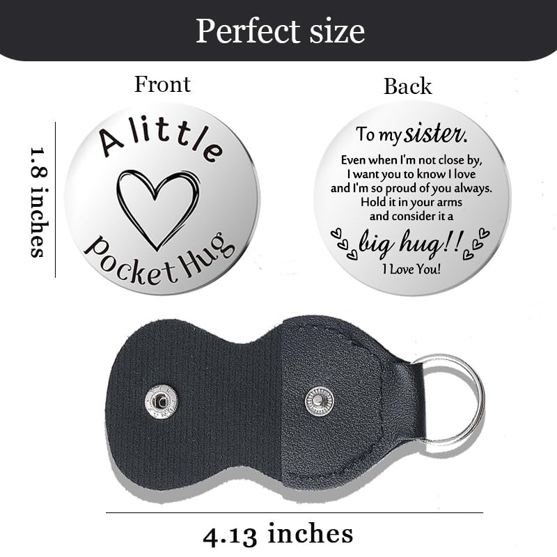 Pocket Hug Token for Women Mom Friend Birthday gifts for Her Him Long Distance Gifts for Men Dad Son Inspirational Keychain - color: To My Sister