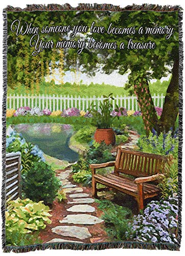 Pure Country Weavers Tranquil Garden Blanket XL - When Someone You Love Becomes A Memory - Sympathy Bereavement Gift Tapestry Throw Woven from Cotton - Made in the USA (82x62) - color: Tranquil Garden, size: 82" x 62"